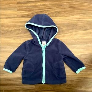 Carter's Baby Warm and Cozy Navy Hoodie with Aqua Accents size 3M